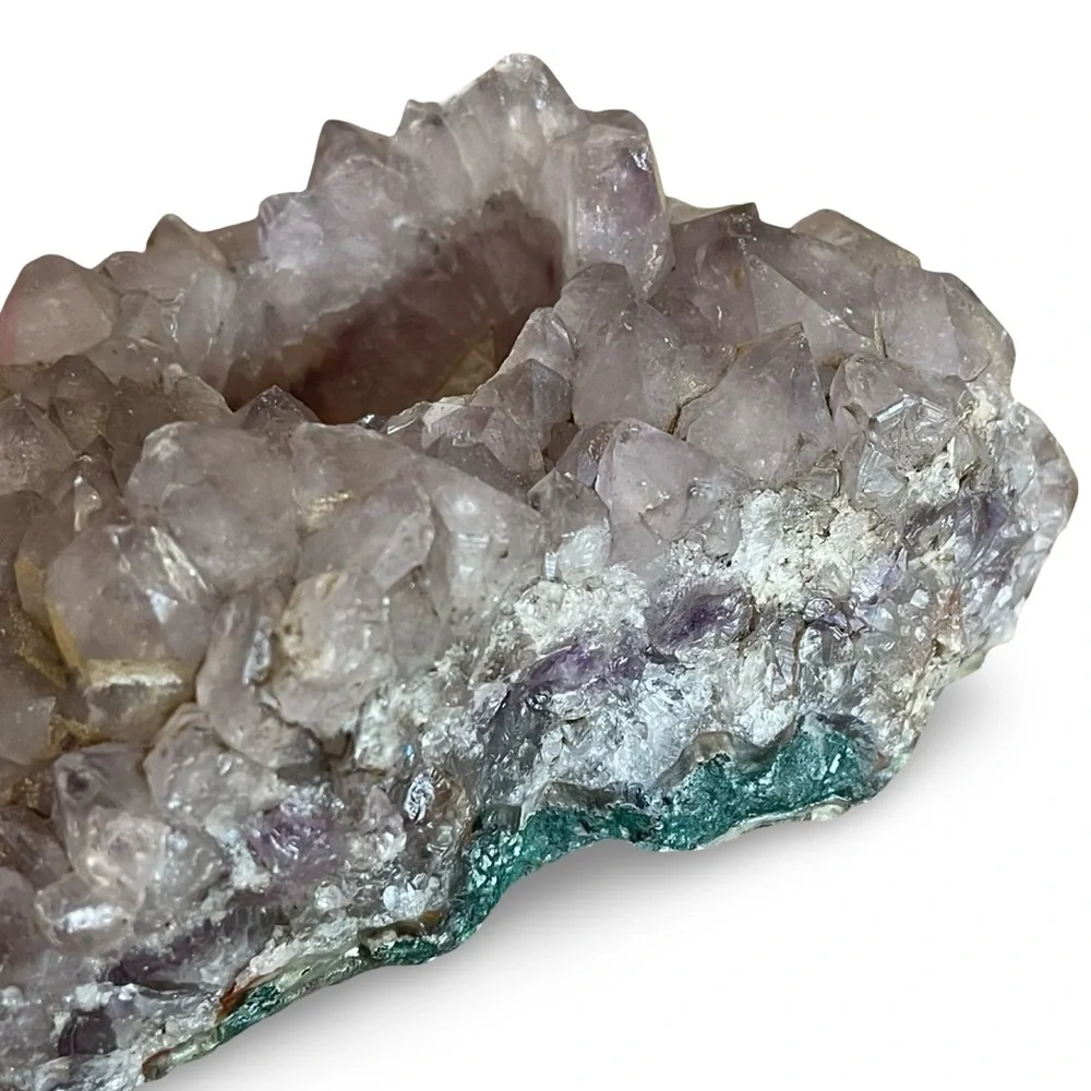 Natural Amethyst Crystal Cluster Tea Light Candle Holder